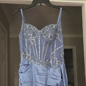 Elegant Blue Embellished Dress